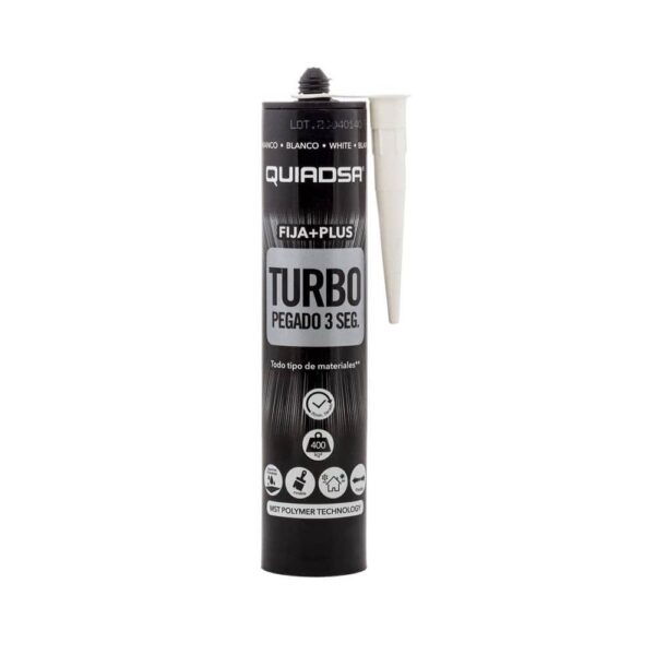 POLIMERO FIJA+PLUS TURBO BLANCO 290 ml QUIADSA – Pegado Ultra Rápido en 3 Segundos
