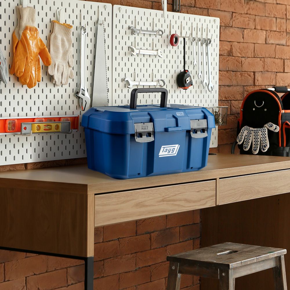 CAJA HERRAMIENTAS PLASTICO TAYG Nº 46 AZUL - Cierres Metálicos | 499x279x254mm | Con Bandeja Interior - Imagen 2