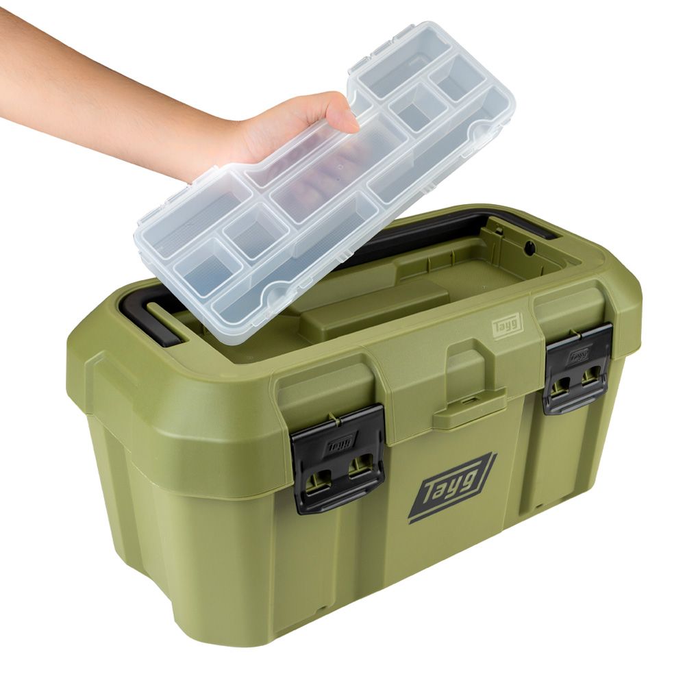 CAJA HERRAMIENTAS PLASTICO TAYG Nº 46 VERDE - Cierres Metálicos | 499x279x254mm | Con Bandeja Interior