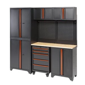 CONJUNTO MODULAR DE TALLER 3 MODULOS CON CAJONERA MOVIL Alyco Orange — Ref. 129790