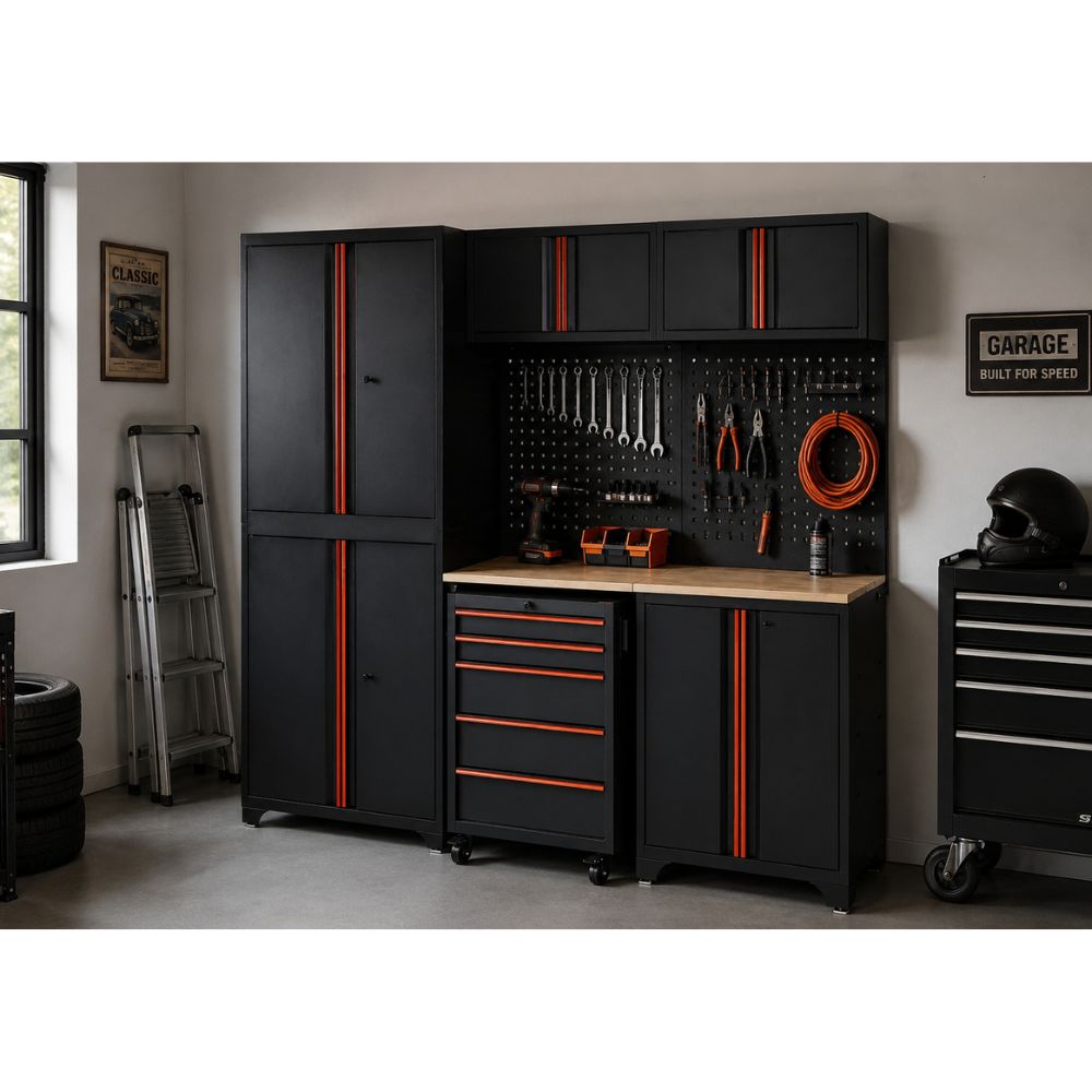 CONJUNTO MODULAR DE TALLER 3 MODULOS CON CAJONERA MOVIL Alyco Orange — Ref. 129790 - Imagen 3